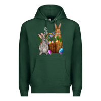 Sports Green Bunnys carrots eggs with basket Easter Premium Hoodie - NancyCooperArtShop