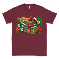 Burgundy Christmas Teacher Classic Tee - FaDigitalArtStudio