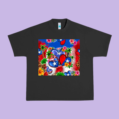 Puerto Rico Hearts Urban Heavy Tee Designed By Zillion Design Studio