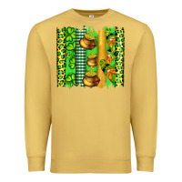 Antique Gold st patricks gnomes and cloves with leopard  brushstrokes Premium Sweatshirt - Artiststas