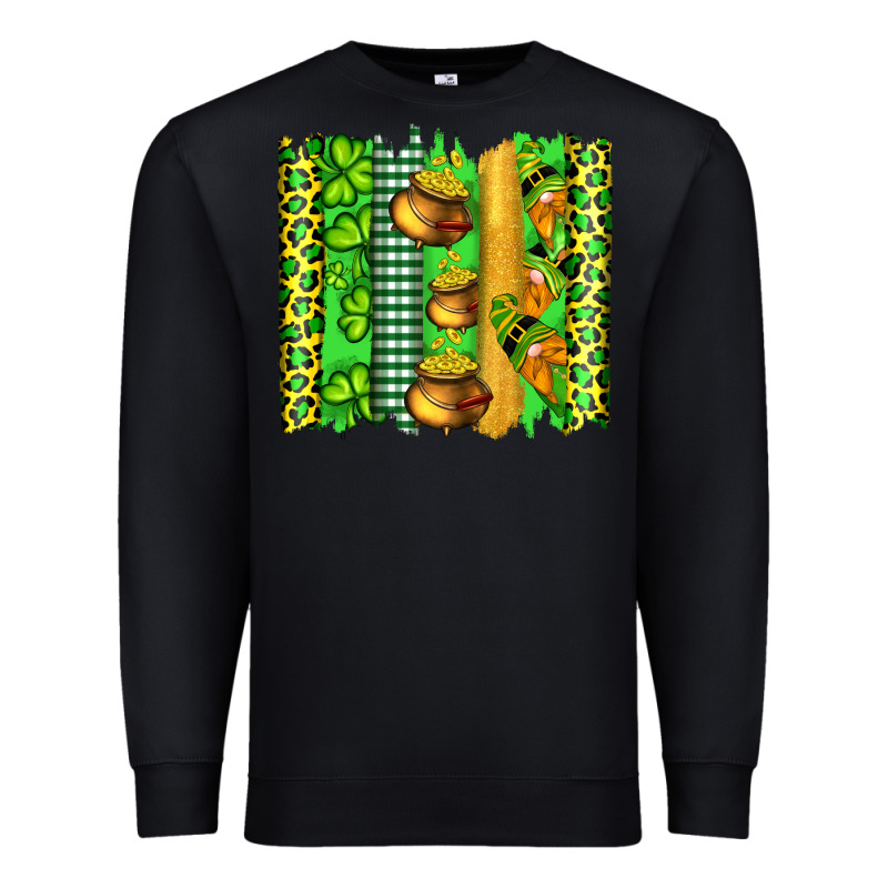 St Patricks Gnomes And Cloves With Leopard  Brushstrokes Premium Sweatshirt by Artiststas | Teevron