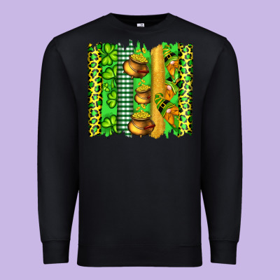 St Patricks Gnomes And Cloves With Leopard  Brushstrokes Premium Sweatshirt Designed By Artiststas