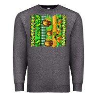 Charcoal Heather st patricks gnomes and cloves with leopard  brushstrokes Premium Sweatshirt - Artiststas