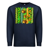 Navy st patricks gnomes and cloves with leopard  brushstrokes Premium Sweatshirt - Artiststas