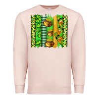 Pale Pink st patricks gnomes and cloves with leopard  brushstrokes Premium Sweatshirt - Artiststas