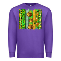 Purple st patricks gnomes and cloves with leopard  brushstrokes Premium Sweatshirt - Artiststas