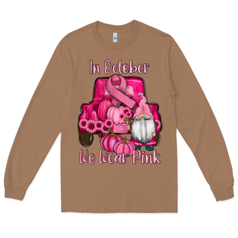Breast Cancer Awareness Pink Truck Gnomes Long Sleeve Tee by RanaPortraitStore | Teevron