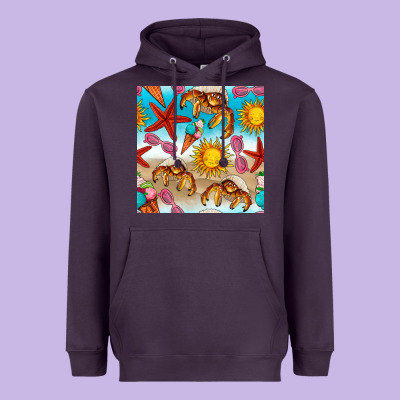Beach Seamless Pattern Heavyweight Hoodie Designed By Bundleandbundleshop