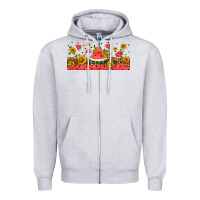 Heather Grey watermelon libbey cup Zipper Hoodie - HRA Design Shop