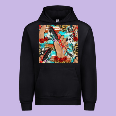 Hairdresser Hand Scissors And Roses With Serape Leopard And Cowhide Se Urban Hoodie Designed By Bundleandbundleshop