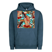 Pigment Midnight Navy hairdresser hand scissors and roses with serape leopard and cowhide se Urban Hoodie - BundleAndBundleShop