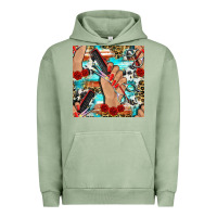 Pigment Oil Green hairdresser hand scissors and roses with serape leopard and cowhide se Urban Hoodie - BundleAndBundleShop