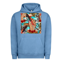 Pigment Pebble Blue hairdresser hand scissors and roses with serape leopard and cowhide se Urban Hoodie - BundleAndBundleShop