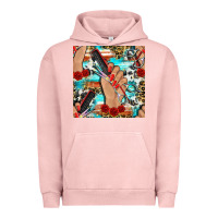 Pigment Salmon hairdresser hand scissors and roses with serape leopard and cowhide se Urban Hoodie - BundleAndBundleShop