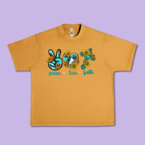 Peace Love Faith Urban Heavy Tee Designed By Texasbilliewilder