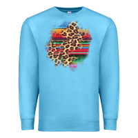 Ocean Blue serape leopard patch Premium Sweatshirt - AdoDesignShop