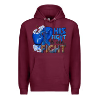 Burgundy his fight is our fight colon cancer blue ribbon Premium Hoodie - NancyCooperArtShop