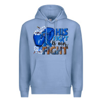 His Fight Is Our Fight Colon Cancer Blue Ribbon Premium Hoodie | Teevron