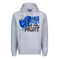 Heather Grey his fight is our fight colon cancer blue ribbon Premium Hoodie - NancyCooperArtShop
