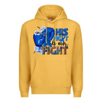 Mustard his fight is our fight colon cancer blue ribbon Premium Hoodie - NancyCooperArtShop