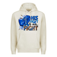 Oatmeal Heather his fight is our fight colon cancer blue ribbon Premium Hoodie - NancyCooperArtShop