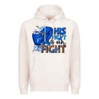 Pale Pink his fight is our fight colon cancer blue ribbon Premium Hoodie - NancyCooperArtShop