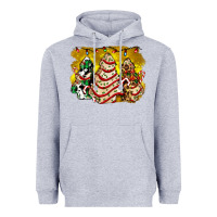 Heather Grey christmas tree cake and christmas pattern ado Heavyweight Hoodie - AdoDesignShop
