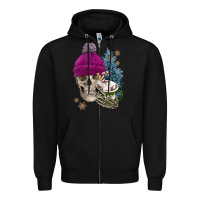 Black winter skeleton skull Zipper Hoodie - FaDigitalArtStudio
