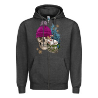 Charcoal Heather winter skeleton skull Zipper Hoodie - FaDigitalArtStudio