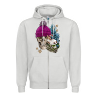 Dove Grey winter skeleton skull Zipper Hoodie - FaDigitalArtStudio