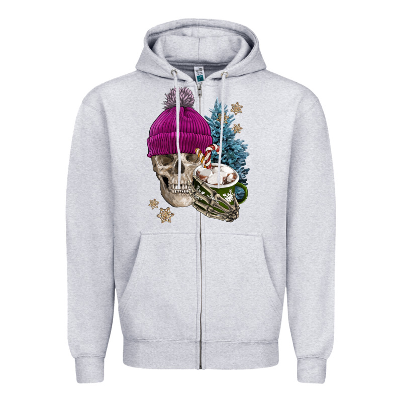 Winter Skeleton Skull Zipper Hoodie by FaDigitalArtStudio | Teevron