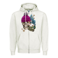Oatmeal Heather winter skeleton skull Zipper Hoodie - FaDigitalArtStudio