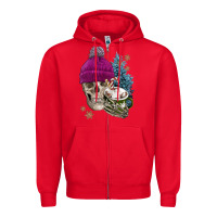 Red winter skeleton skull Zipper Hoodie - FaDigitalArtStudio
