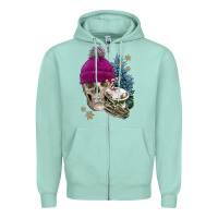 Seafoam winter skeleton skull Zipper Hoodie - FaDigitalArtStudio