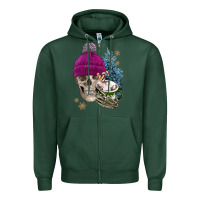 Sports Green winter skeleton skull Zipper Hoodie - FaDigitalArtStudio