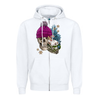 White winter skeleton skull Zipper Hoodie - FaDigitalArtStudio