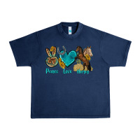 Navy peace love horses tbw Urban Heavy Tee - texasbilliewilder