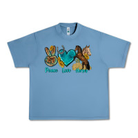Pebble Blue peace love horses tbw Urban Heavy Tee - texasbilliewilder