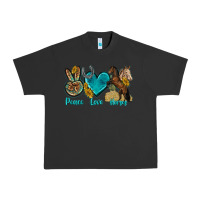 Pigment Black peace love horses tbw Urban Heavy Tee - texasbilliewilder