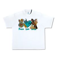 White peace love horses tbw Urban Heavy Tee - texasbilliewilder