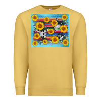 Antique Gold serape cowhide sunflower Premium Sweatshirt - AdoDesignShop
