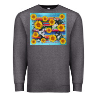 Charcoal Heather serape cowhide sunflower Premium Sweatshirt - AdoDesignShop