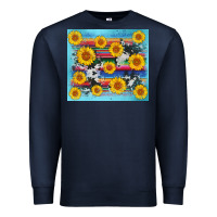 Navy serape cowhide sunflower Premium Sweatshirt - AdoDesignShop