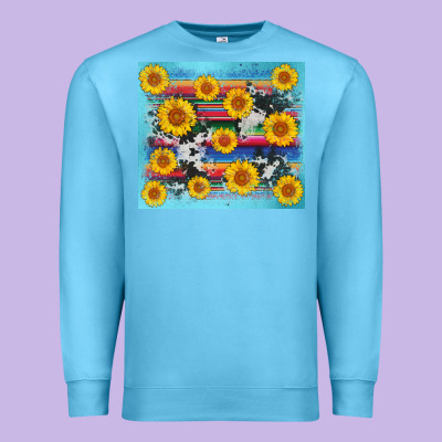 Serape Cowhide Sunflower Premium Sweatshirt Designed By Adodesignshop