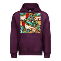Mauve Wine hand and nail polish with turquoise gemstone and leopard seamless patt Urban Hoodie - BundleAndBundleShop
