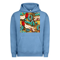 Pigment Pebble Blue hand and nail polish with turquoise gemstone and leopard seamless patt Urban Hoodie - BundleAndBundleShop