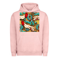Pigment Salmon hand and nail polish with turquoise gemstone and leopard seamless patt Urban Hoodie - BundleAndBundleShop