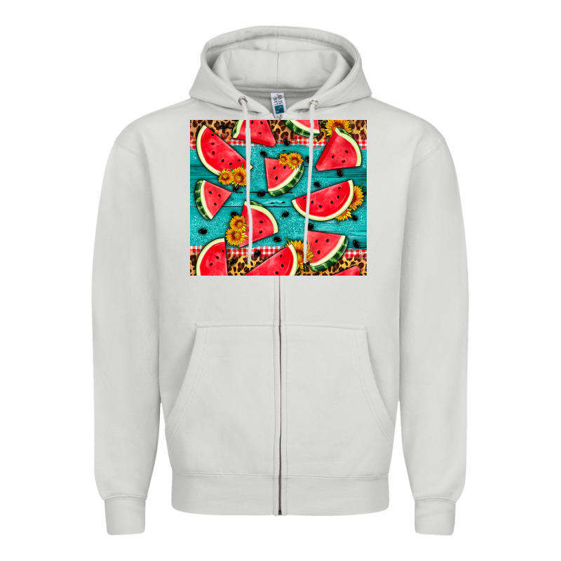 Watermelon And Sunflowers Zipper Hoodie by HRA Design Shop | Teevron