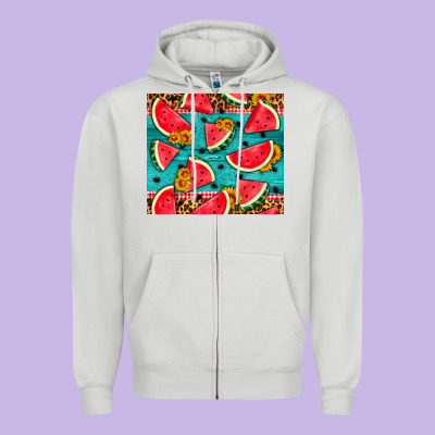 Watermelon And Sunflowers Zipper Hoodie Designed By Hra Design Shop