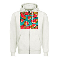 Oatmeal Heather watermelon and sunflowers Zipper Hoodie - HRA Design Shop